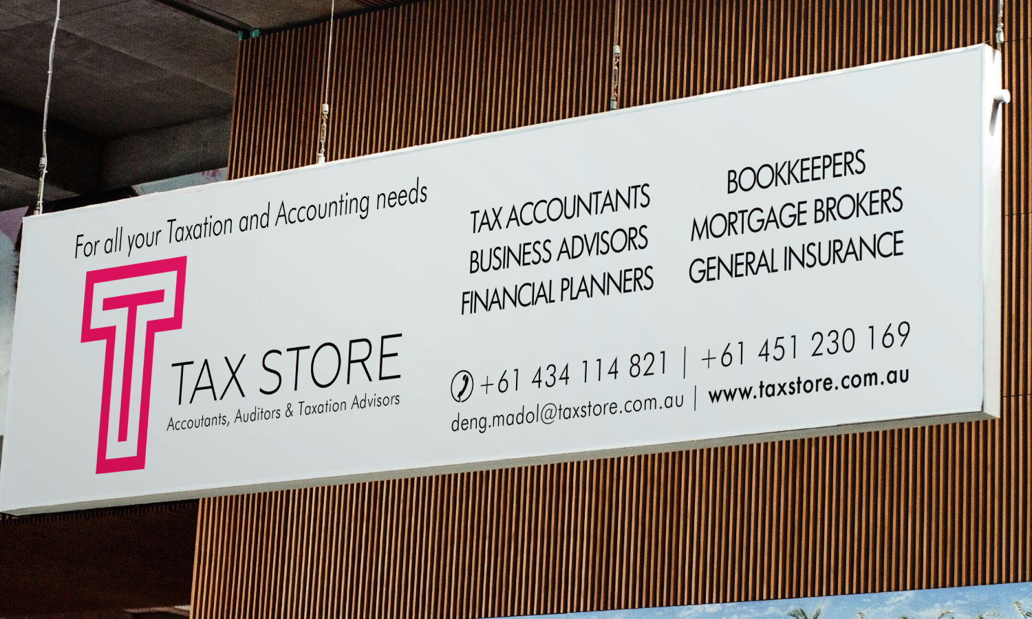 Tax Store indoor signage